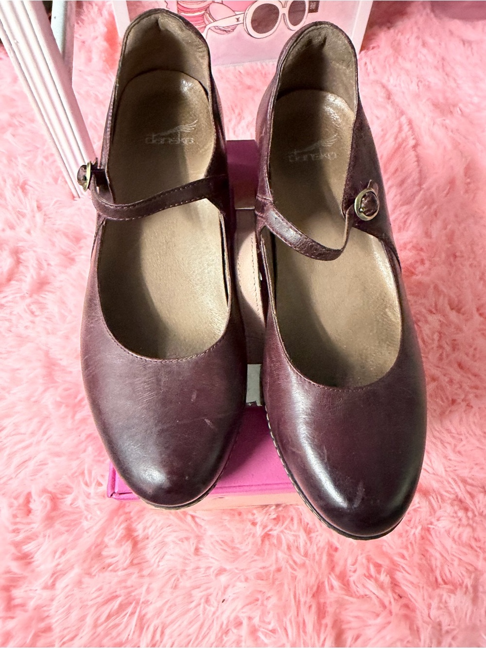Dansko Mary Jane Wedge Pumps in Wine - Picture 2 of 10